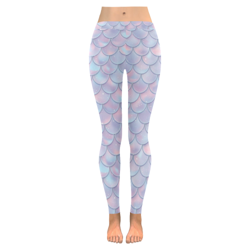 Mermaid Scales Women's Low Rise Leggings (Invisible Stitch) (Model L05)