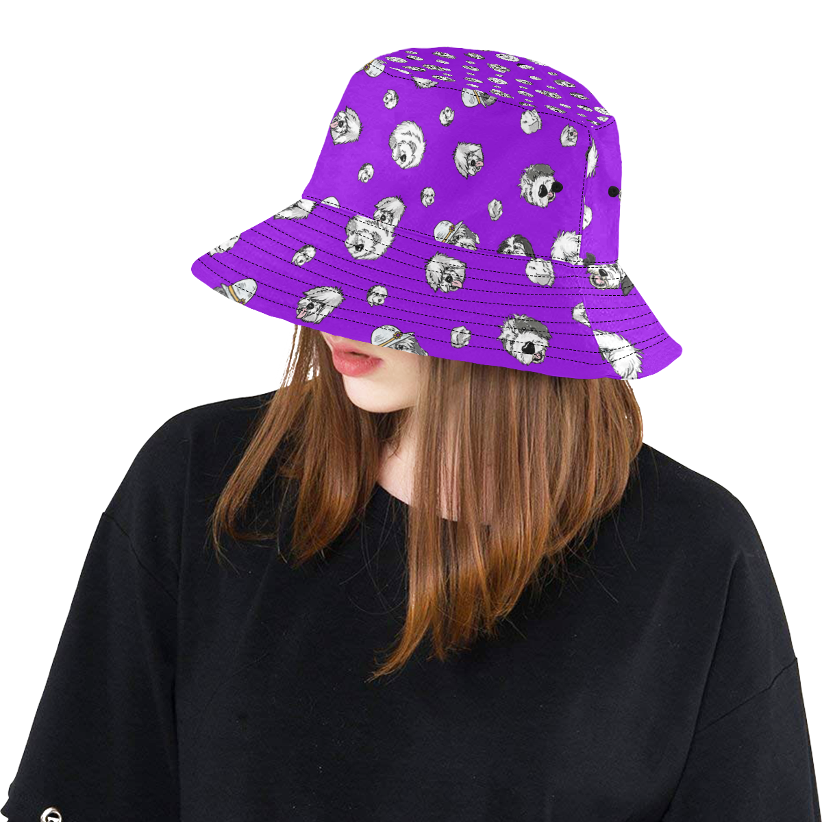 SHEEPIE HEADS Purple All Over Print Bucket Hat
