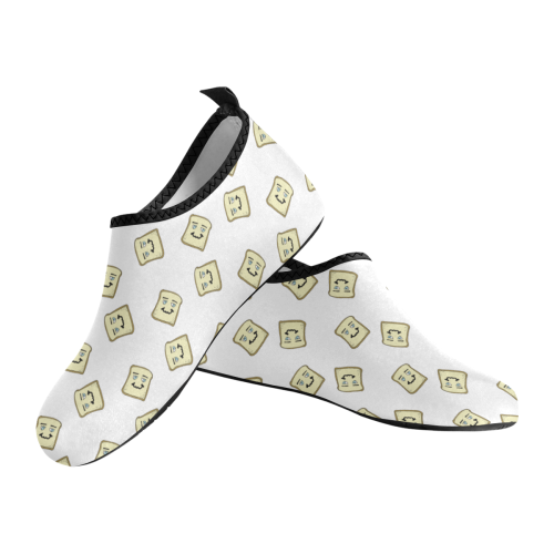happy toast white Women's Slip-On Water Shoes (Model 056)