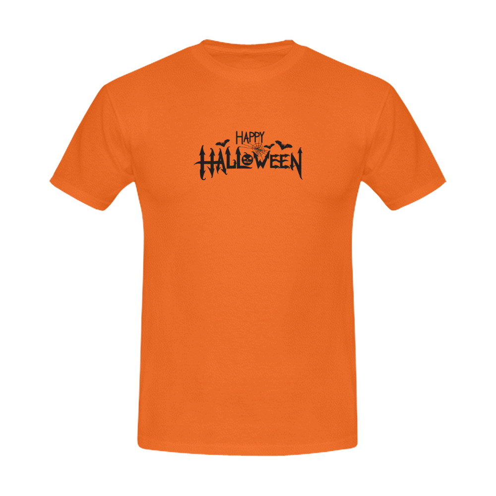 Happy Halloween Spider Orange Men's T-Shirt in USA Size (Front Printing Only)