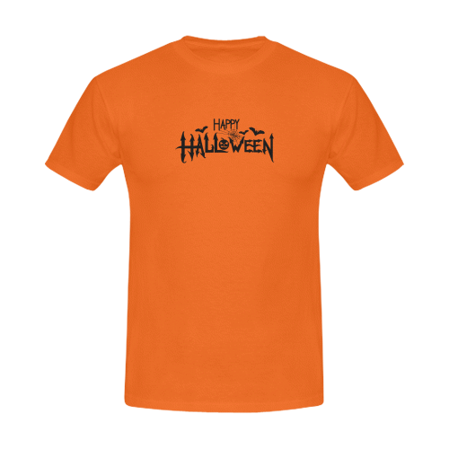 Happy Halloween Spider Orange Men's T-Shirt in USA Size (Front Printing Only)