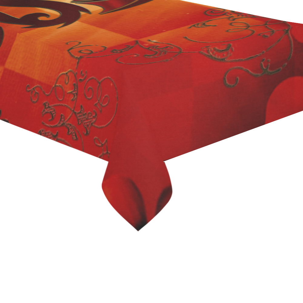 Tribal dragon  on vintage background Cotton Linen Tablecloth 60"x120"
