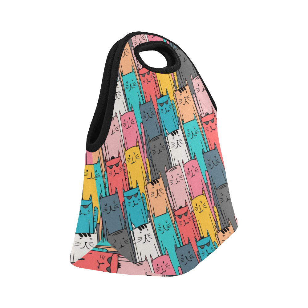 Cartoon Cat Pattern Neoprene Lunch Bag/Small (Model 1669)