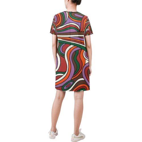 Vulnerable Short-Sleeve Round Neck A-Line Dress (Model D47)