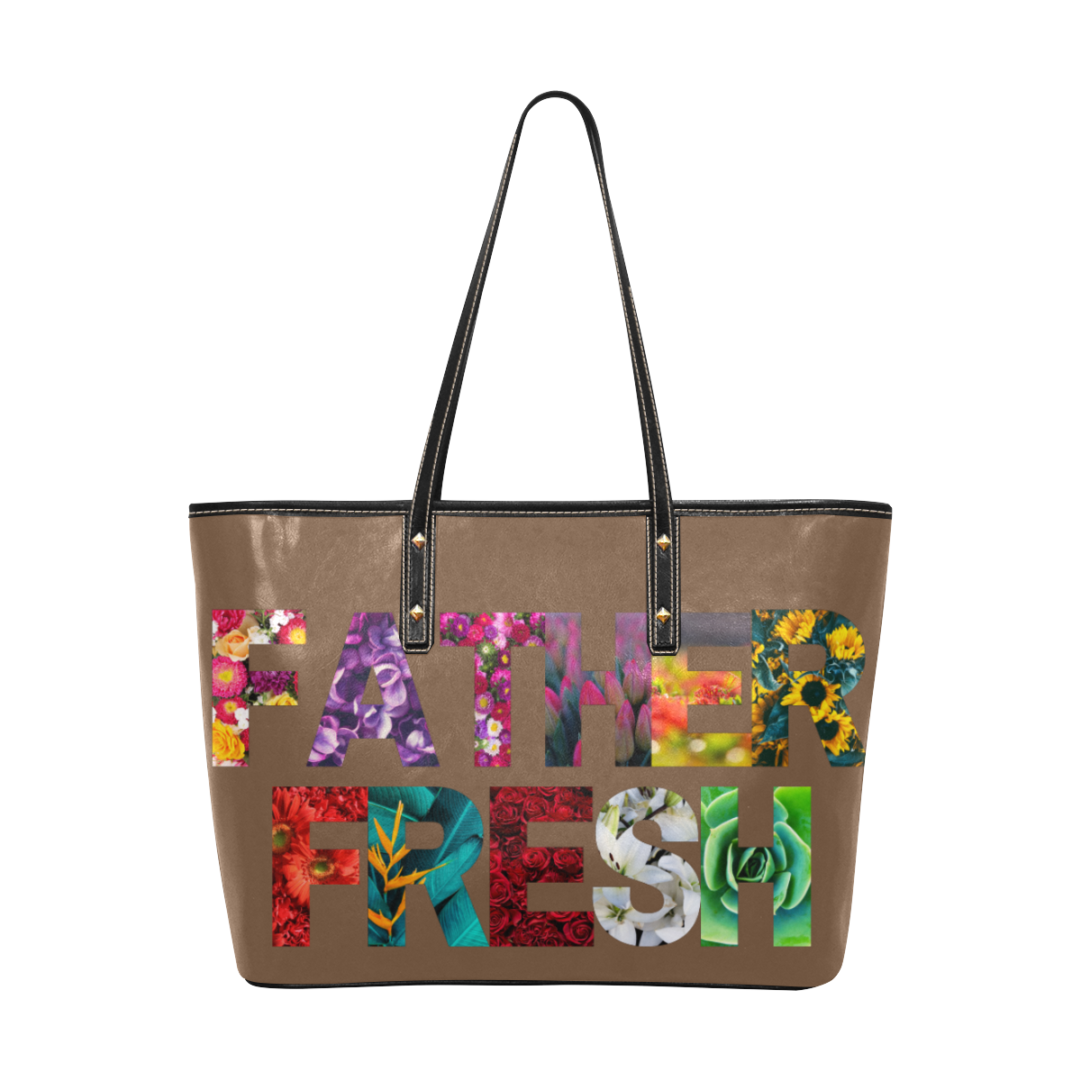 Junie's Father Fresh Floral Chic Leather Tote Bag (Model 1709)