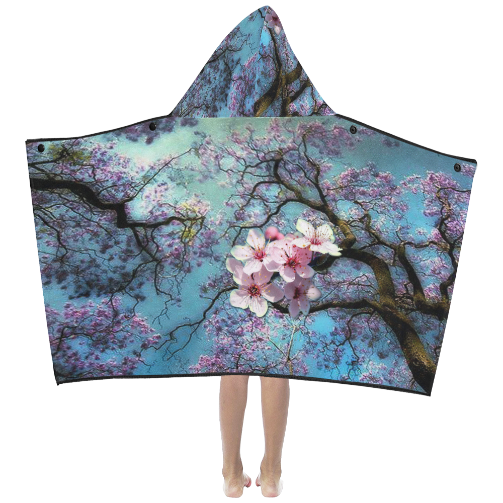Cherry blossomL Kids' Hooded Bath Towels