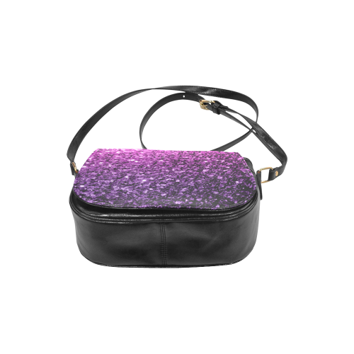 Beautiful Purple Pink Ombre glitter sparkles Classic Saddle Bag/Large (Model 1648)