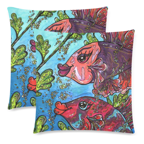 Bette and Joan Zippered Pillow Case Custom Zippered Pillow Cases 18"x 18" (Twin Sides) (Set of 2)