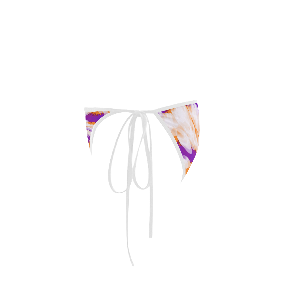 Purple Orange Tie Dye Swirl Abstract Custom Bikini Swimsuit Bottom