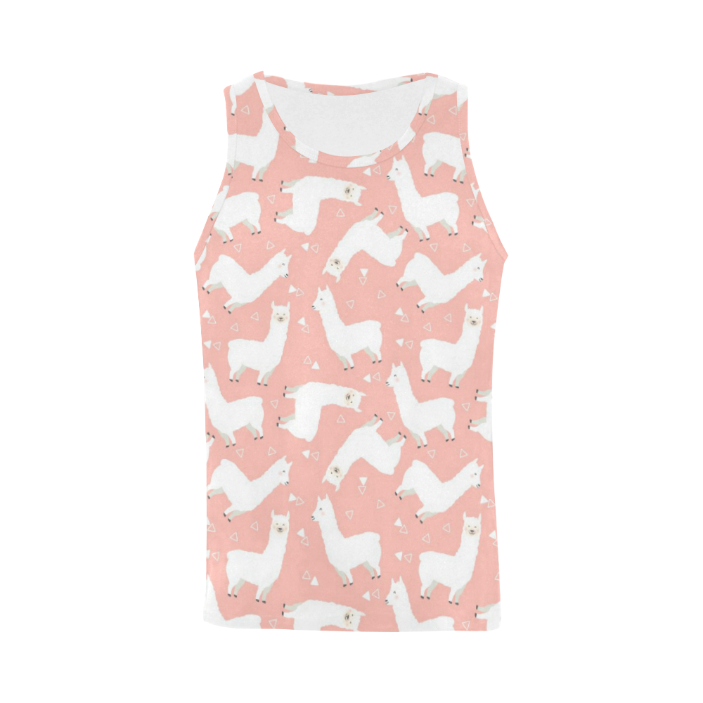 Pink Llama Pattern All Over Print Tank Top for Men (Model T43)