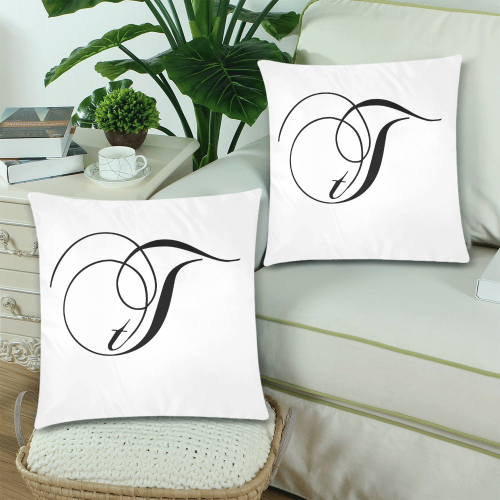 Alphabet T by Jera Nour Custom Zippered Pillow Cases 18"x 18" (Twin Sides) (Set of 2)