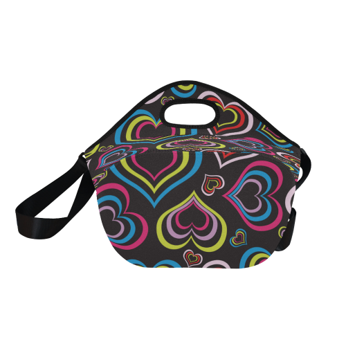 Multicolor Hearts Neoprene Lunch Bag/Large (Model 1669)