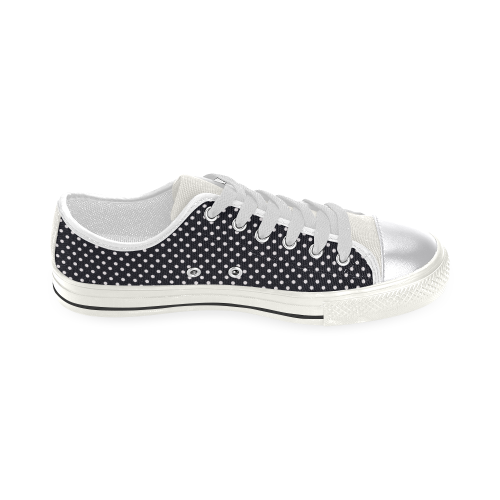 Black polka dots Canvas Women's Shoes/Large Size (Model 018)