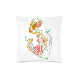 Anchor With Roses Custom Zippered Pillow Case 16"x16" (one side)