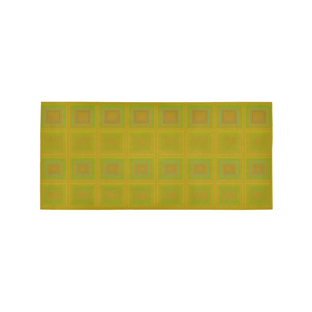 Golden reddish multicolored multiple squares Area Rug 7'x3'3''