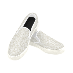 White 3D Geometric Pattern Men's Slip-on Canvas Shoes (Model 019)