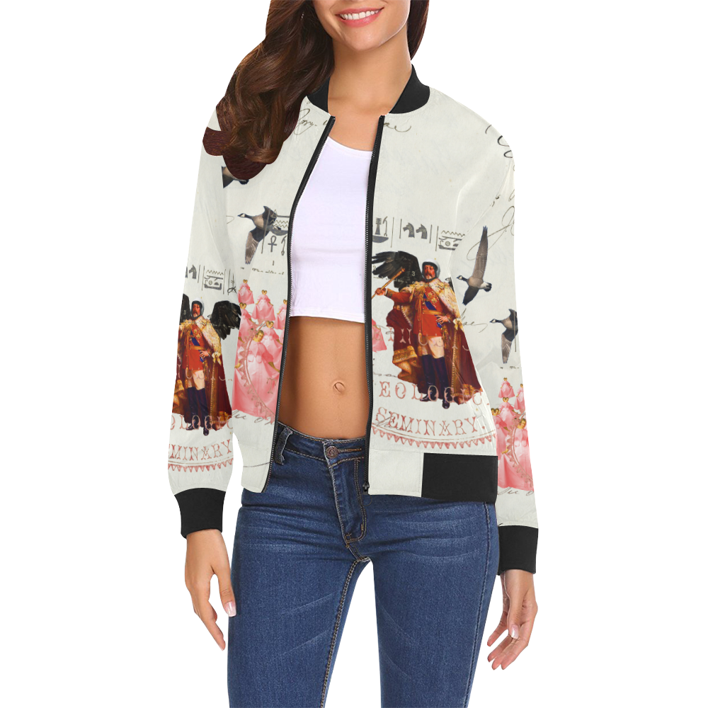 THE KING OF THE FIELD III All Over Print Bomber Jacket for Women (Model H19)
