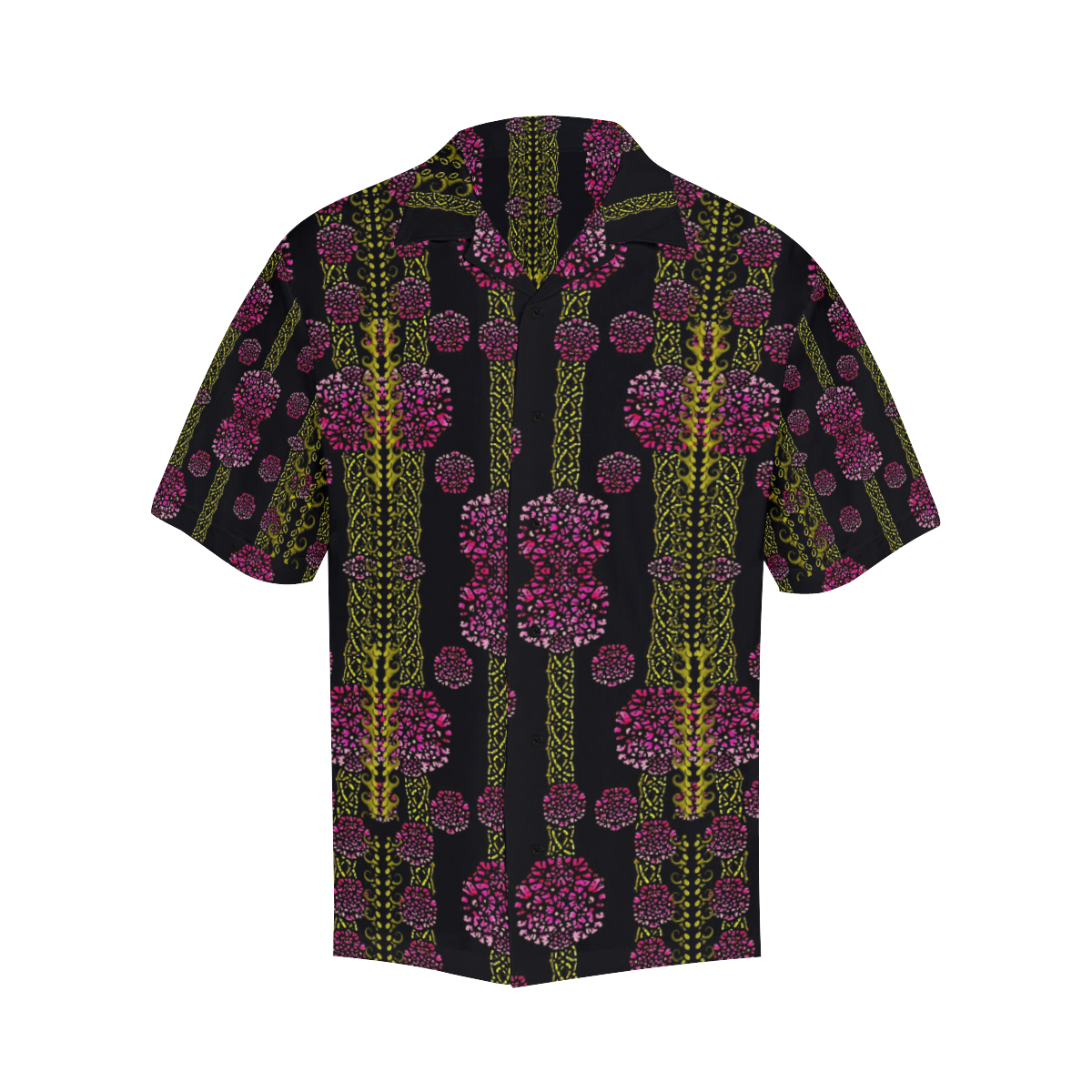 wild flowers on black Hawaiian Shirt (Model T58)