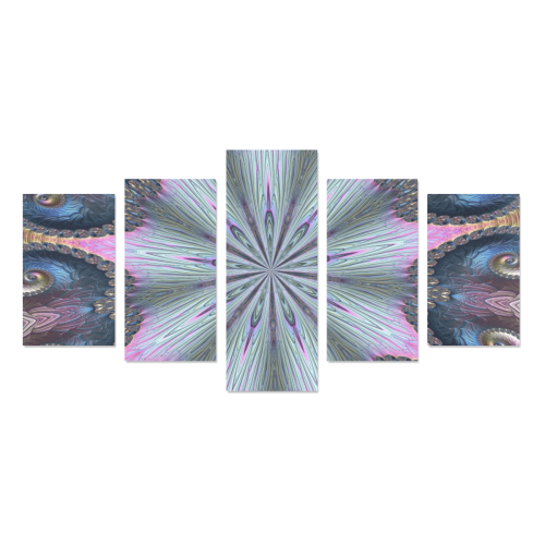 Pastel Abalone Shell Spiral Fractal Mandala 2 Canvas Print Sets C (No Frame)