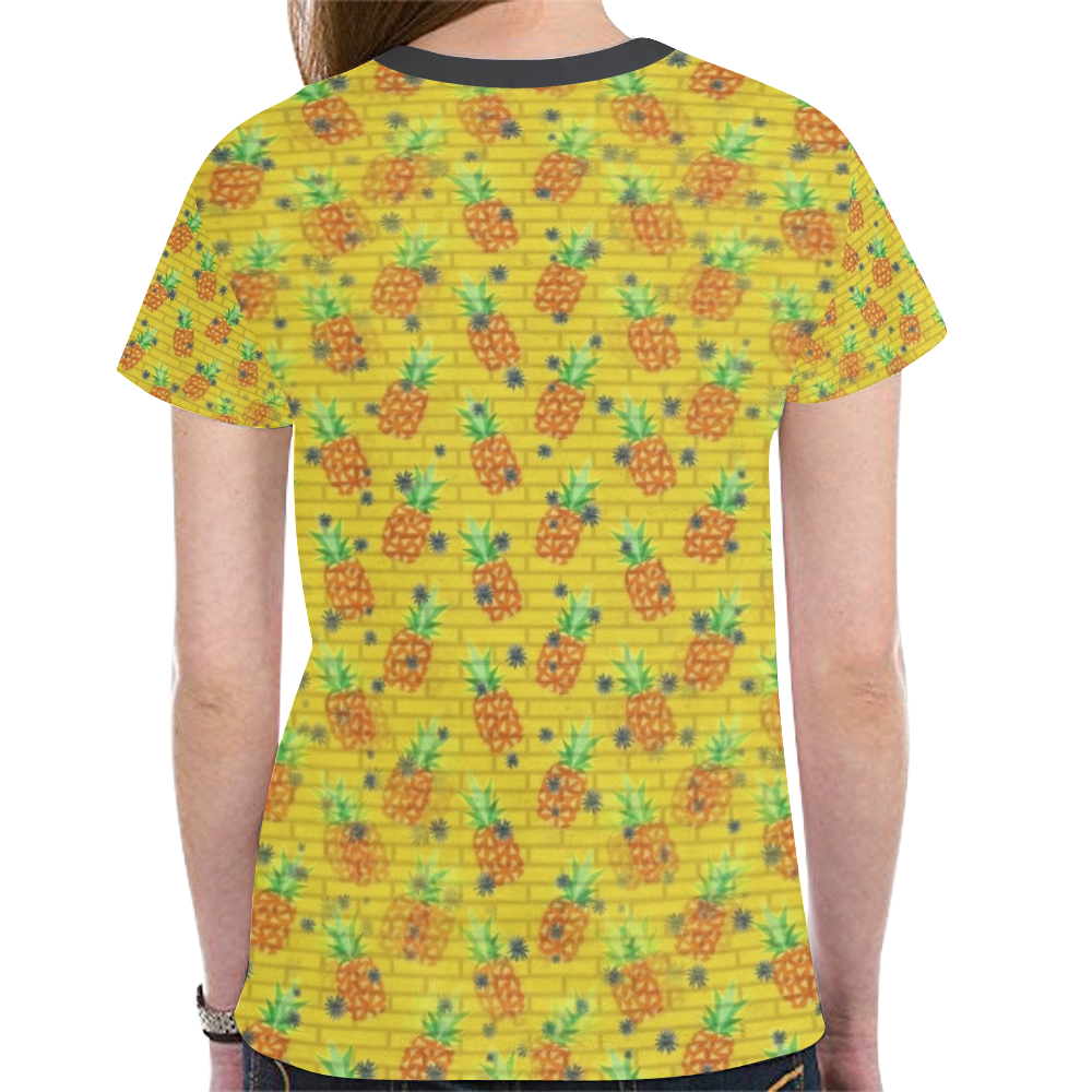 Pineapple Pattern by K.Merske New All Over Print T-shirt for Women (Model T45)