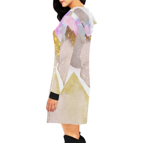 sparkle All Over Print Hoodie Mini Dress (Model H27)