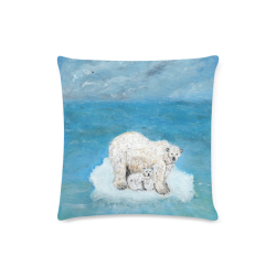 Polar Bears Save the planet acrylic drawing statement Custom Zippered Pillow Case 16"x16" (one side)