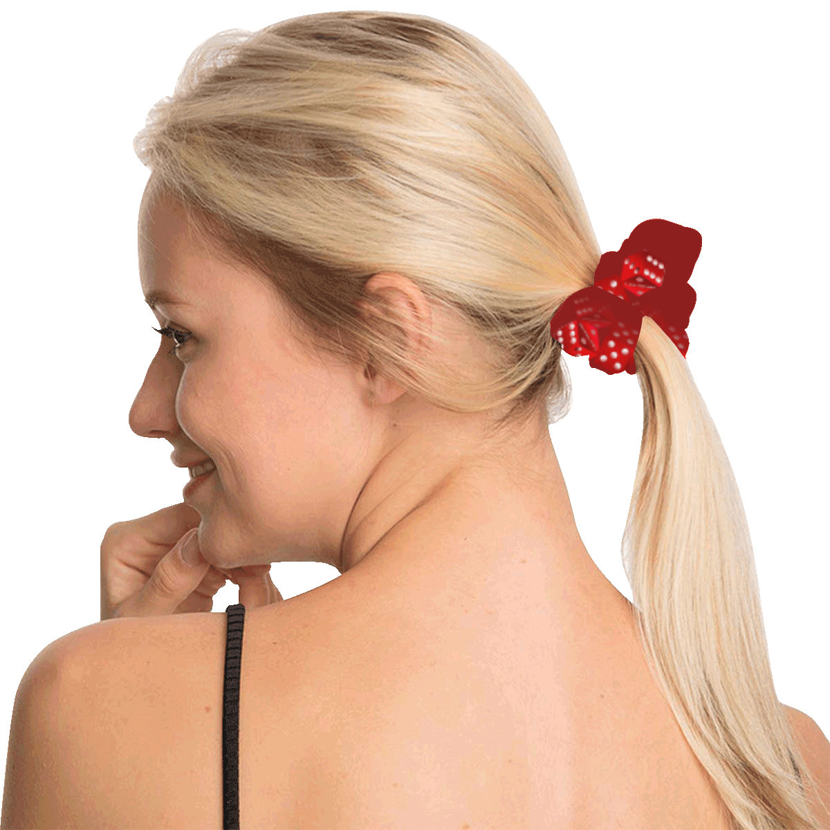 Las Vegas Craps Dice on Red All Over Print Hair Scrunchie