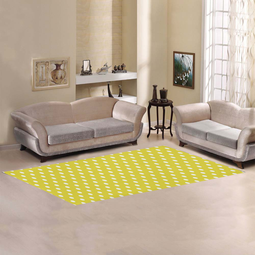 Yellow Polka Dot Area Rug 9'6''x3'3''