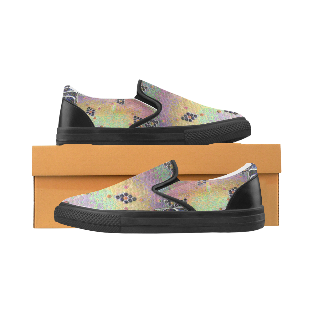 hexagon tile in rainbow colors 3 Slip-on Canvas Shoes for Men/Large Size (Model 019)