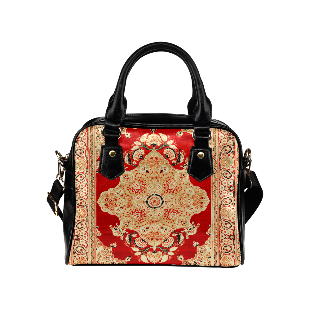 Persian Carpet Hadji Jallili Tabriz Red Gold Shoulder Handbag (Model 1634)