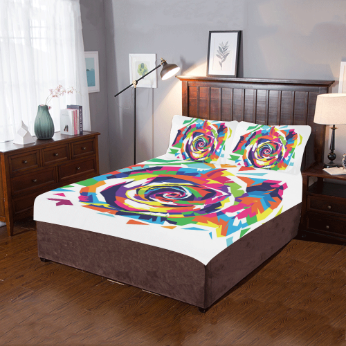 Rainbow Rose 3-Piece Bedding Set
