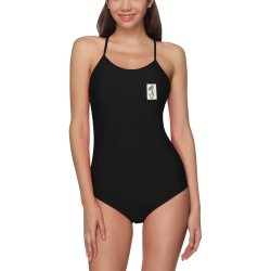 Black one piece swimming costume with mermaid motif Strap Swimsuit ( Model S05)