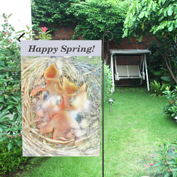 Happy Spring Baby Robins Garden Flag 12‘’x18‘’（Without Flagpole）
