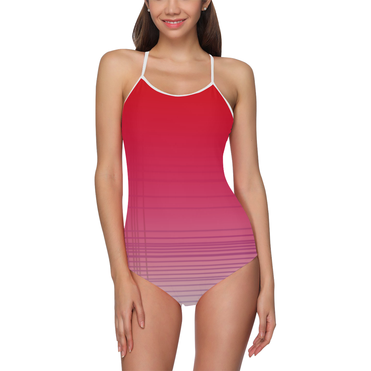 Design bikini  Red design blocks Strap Swimsuit ( Model S05)