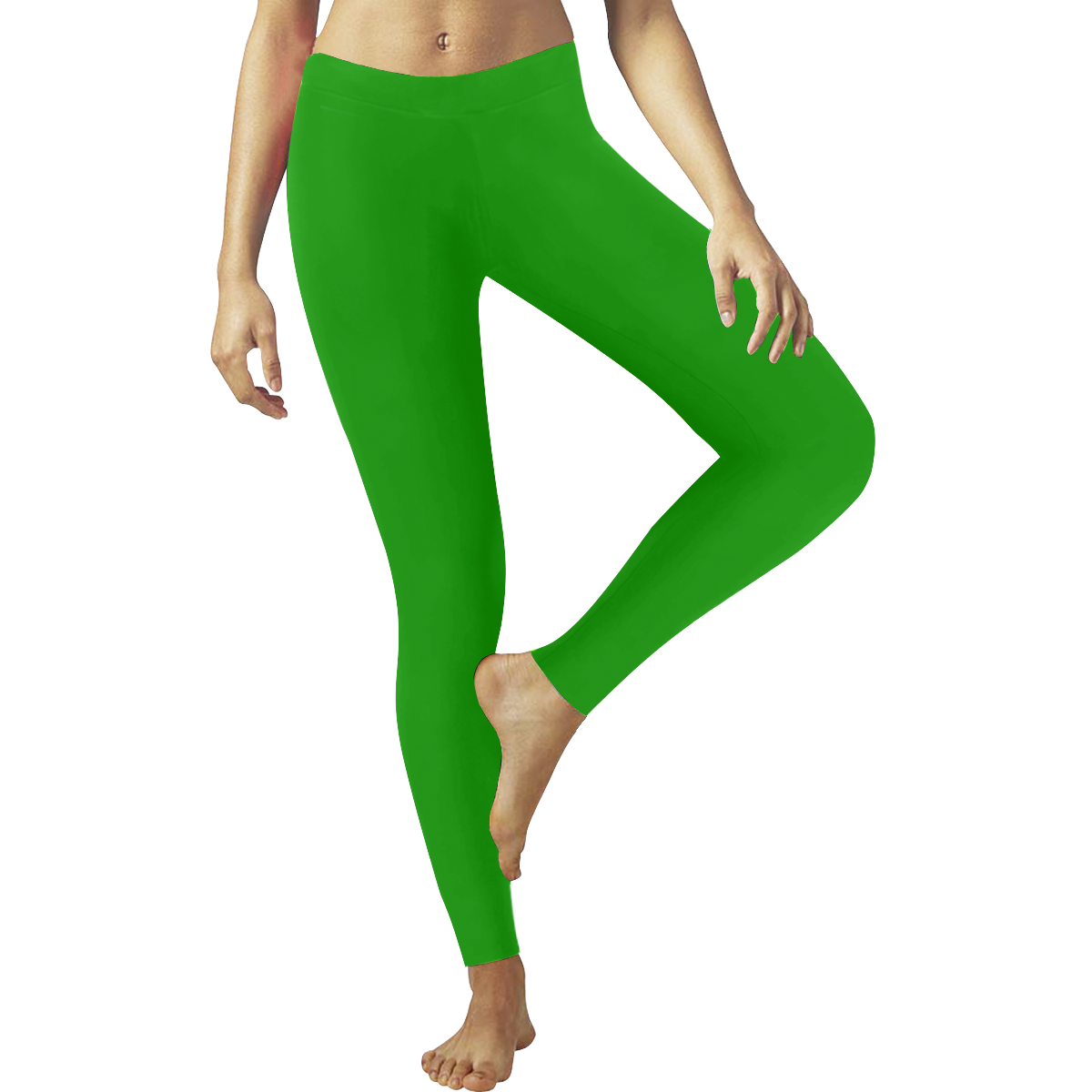 Shiny Green Metallic Women's Low Rise Leggings (Invisible Stitch) (Model L05)