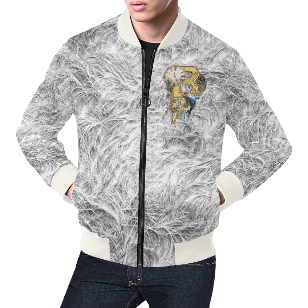 Steampunk initials B on Texture All Over Print Bomber Jacket for Men/Large Size (Model H19)
