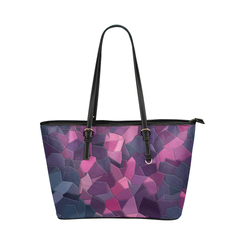 purple pink magenta mosaic #purple Leather Tote Bag/Small (Model 1651)