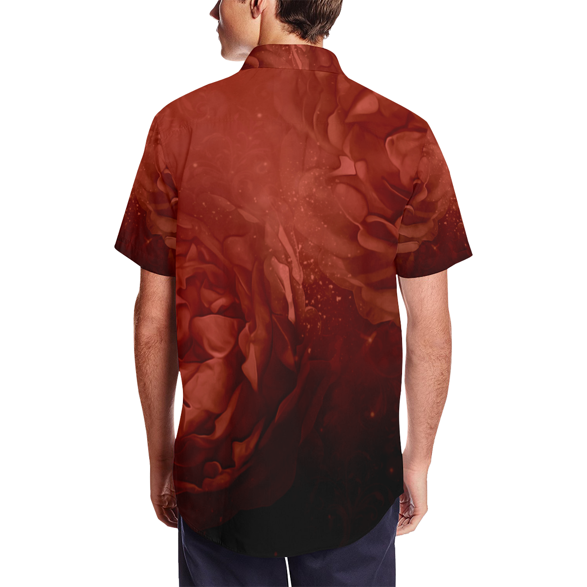 Wonderful red flowers Men's Short Sleeve Shirt with Lapel Collar (Model T54)