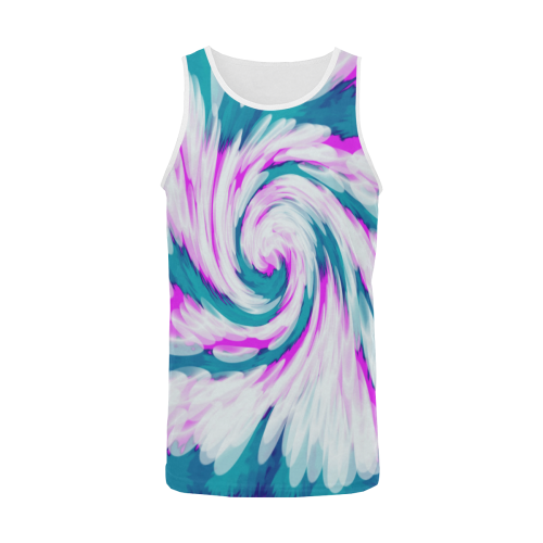 Turquoise Pink Tie Dye Swirl Abstract Men's All Over Print Tank Top (Model T57)