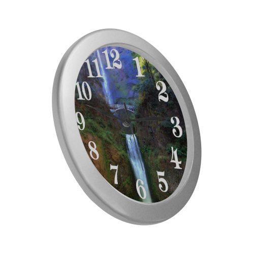Multnomah falls Silver Color Wall Clock