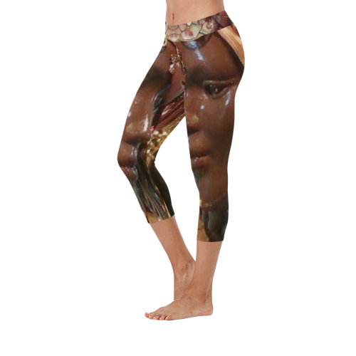BA ART DECO Women's Low Rise Capri Leggings (Invisible Stitch) (Model L08)