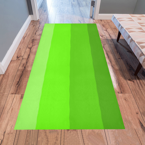 Green stripes Area Rug 7'x3'3''