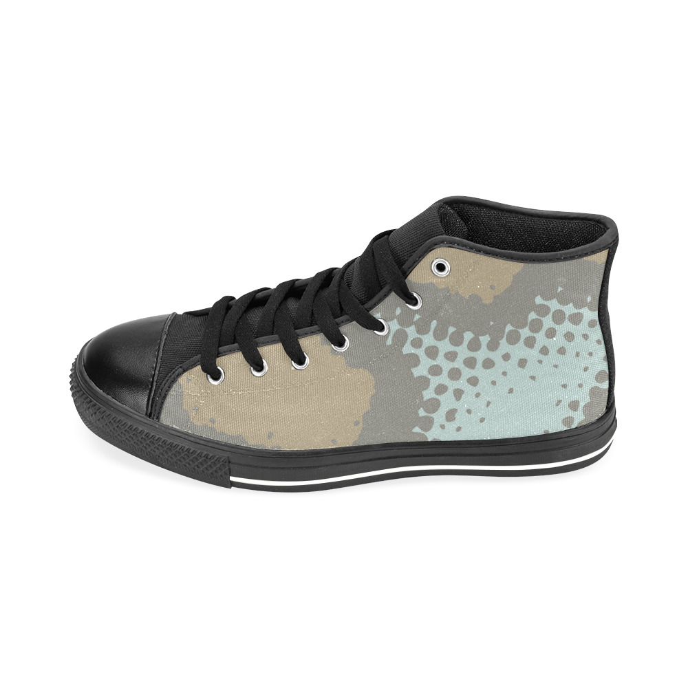 Blue and Brown Camo Men’s Classic High Top Canvas Shoes /Large Size (Model 017)