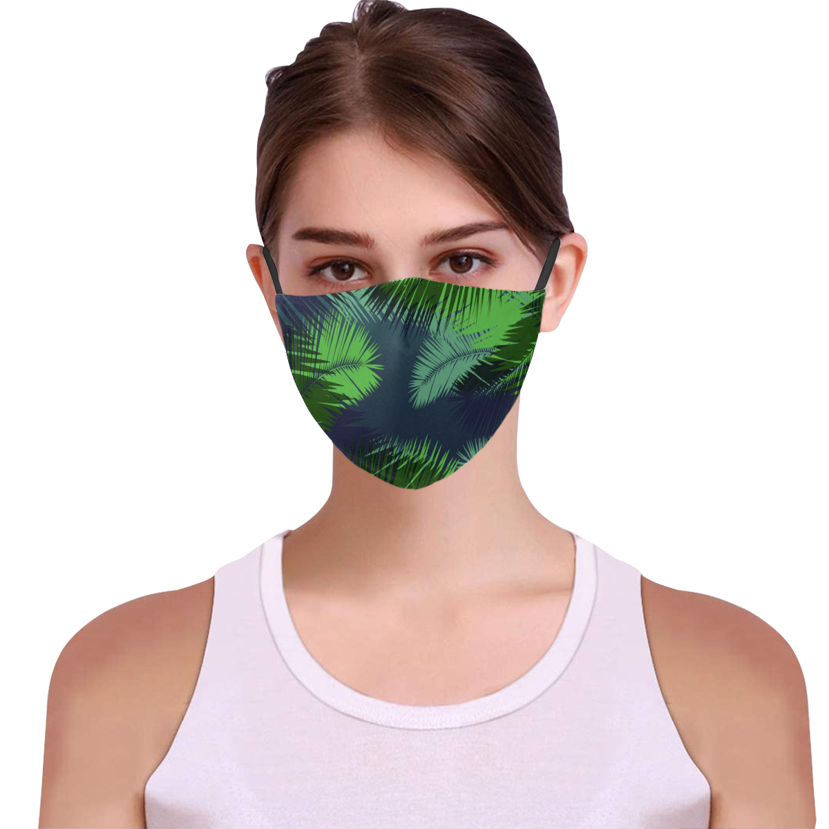Surfing Time Tropical Palm Leaf design 3D Mouth Mask with Drawstring (60 Filters Included) (Model M04) (Non-medical Products)