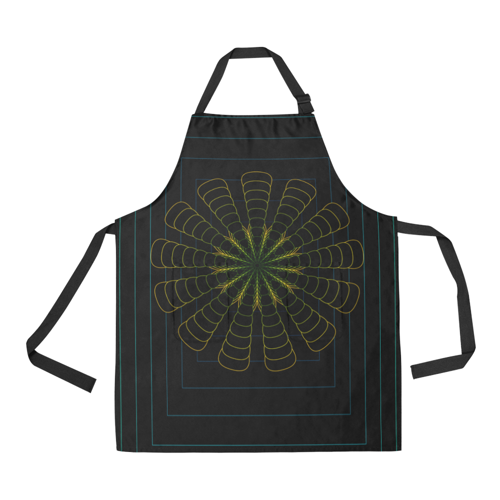 Yellow flower on black All Over Print Apron