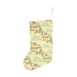 Christmas 'Tis The Season Pattern on Yellow Christmas Stocking (Without Folded Top)