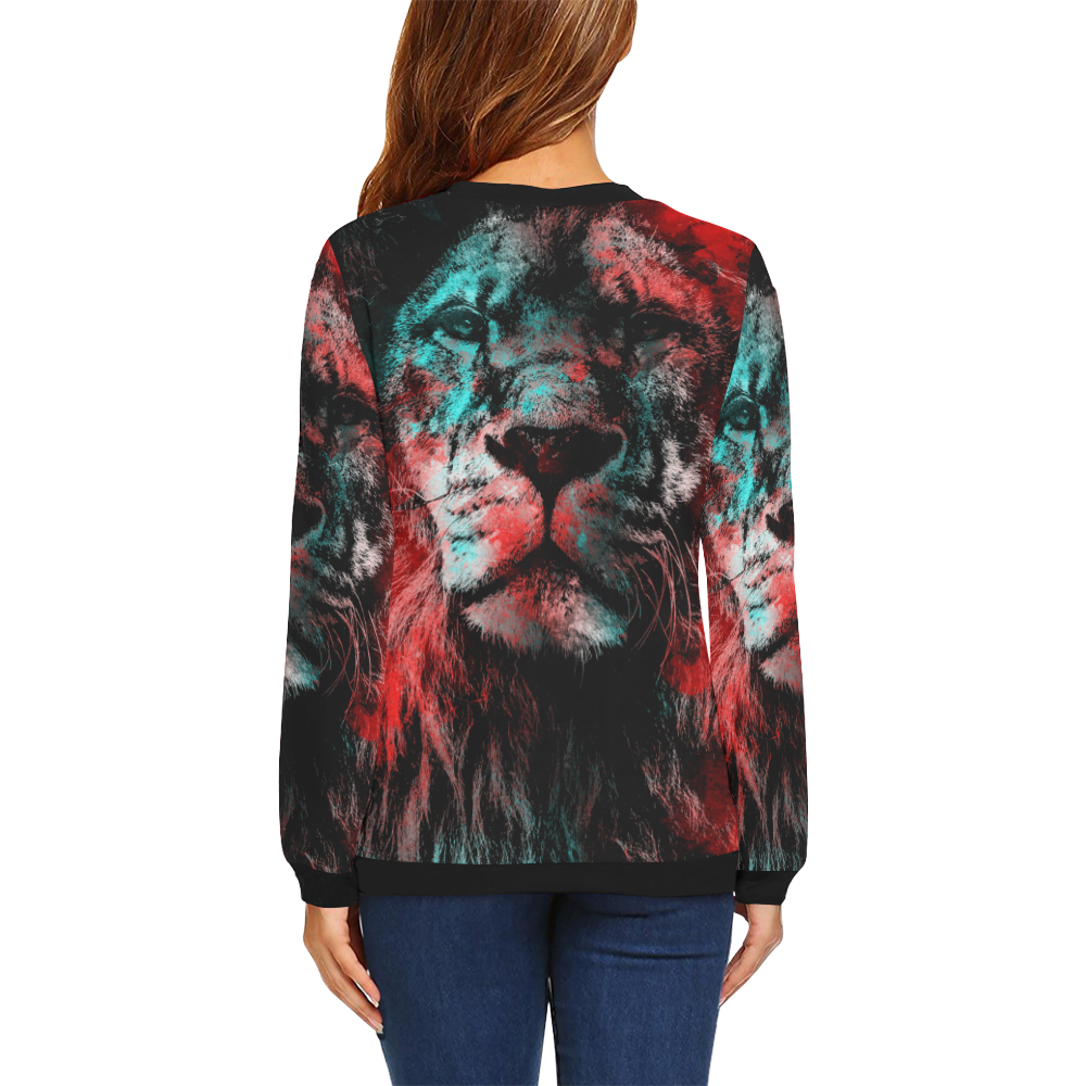 lion jbjart #lion All Over Print Crewneck Sweatshirt for Women (Model H18)