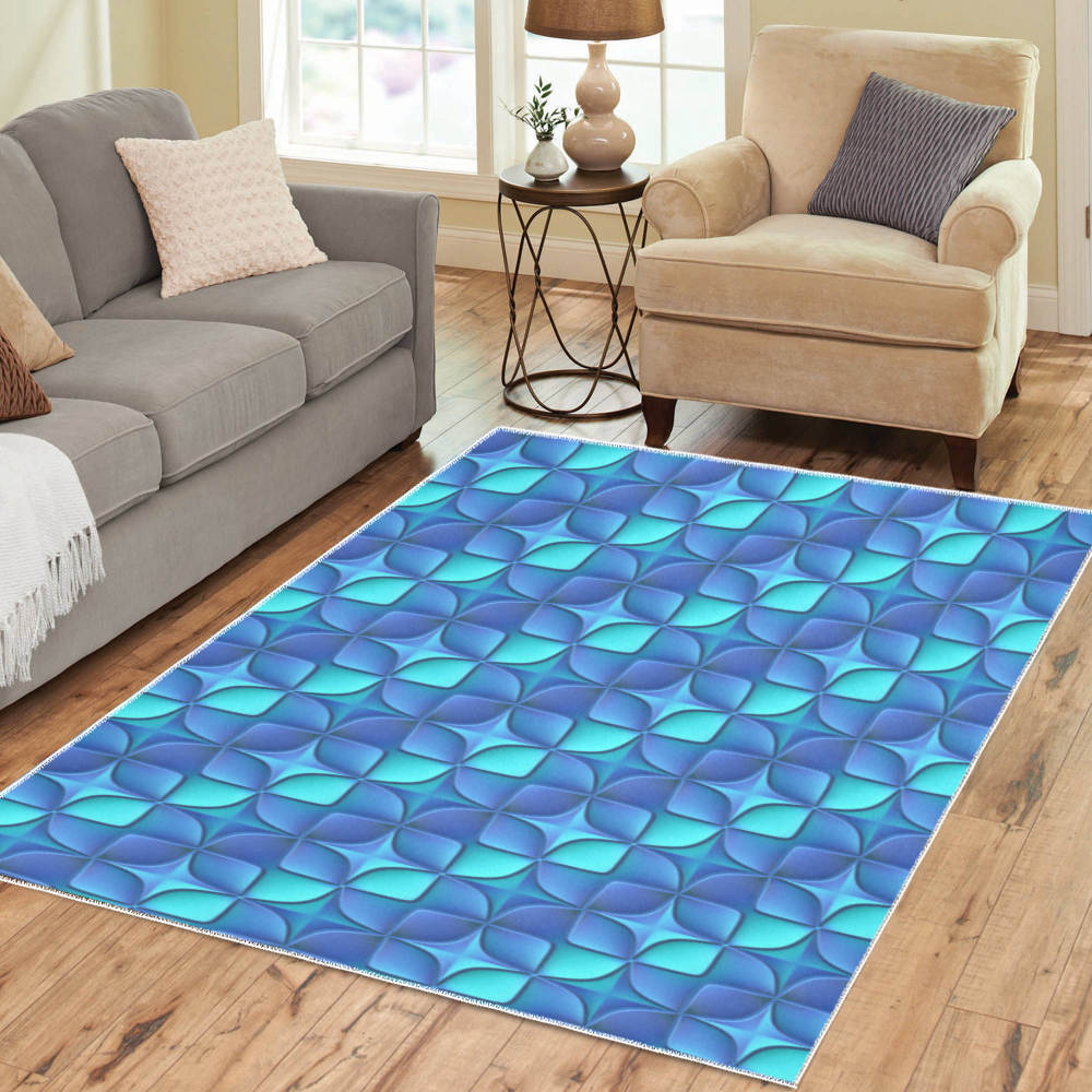 Blue shades abstract Area Rug7'x5'