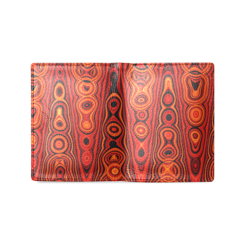 Brown Abstract Pattern Men's Leather Wallet (Model 1612)