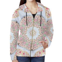 Love and Romance Heart Shaped Sugar Cookies All Over Print Full Zip Hoodie for Women (Model H14)